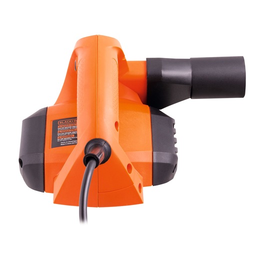 BLACKDECKER 7698 orange and black electric blower, photography, rear angle on white background.