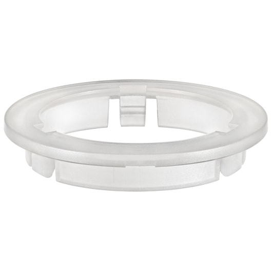 Photo of BLACKDECKER transparent plastic ring accessory, SKU BCRTA601APB, top angle, photography category.