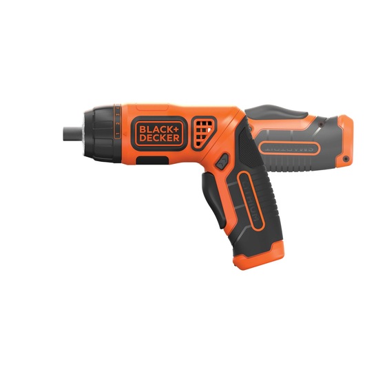 BLACK+DECKER BDCS36F cordless orange and black screwdriver, side view, white background.