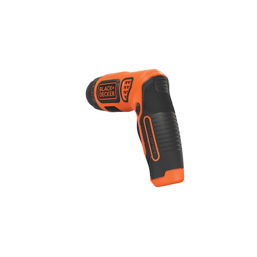 BLACK+DECKER BDCS36F cordless orange and black screwdriver, side angle, white background.
