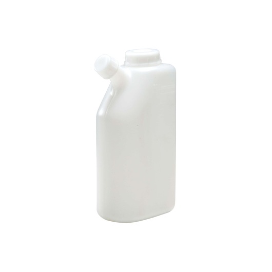 BLACKDECKER GGK45 white plastic measuring bottle, angled view, photography on white background
