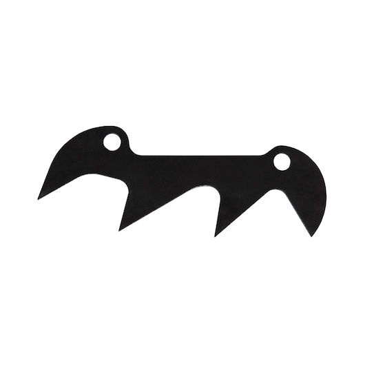BLACKDECKER GGK45 black metal utility blade with holes, shown on white background, front angle