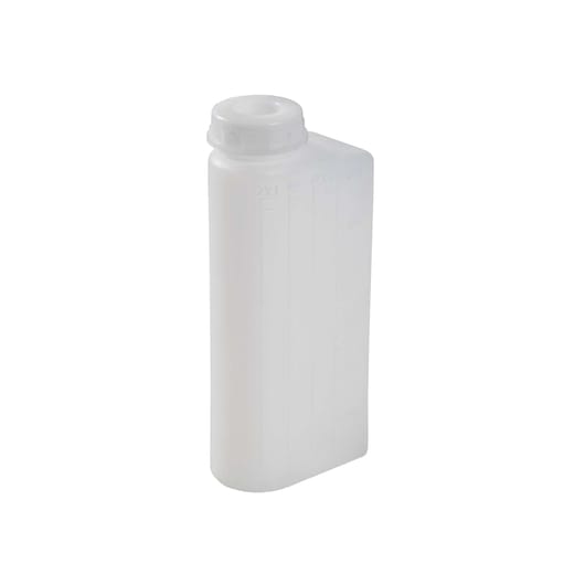 BLACKDECKER GST43 translucent plastic measuring bottle, rectangular shape, white cap, front angle on white background.